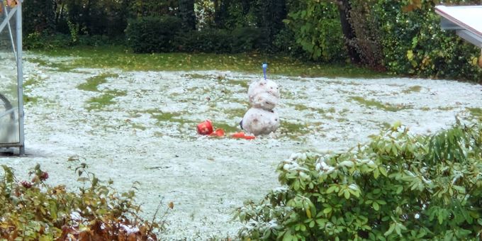 In diesem Garten in Bern Breitenrain bauten ein paar Kinder am Sonntagmorgen sogar einen Schneemann. SRF