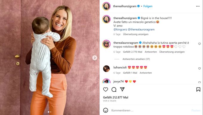 Michelle Hunziker fügt am Ende ihres Posts noch eine Liebeserklärung an ihren Enkel auf Italienisch an. michelle hunziker
