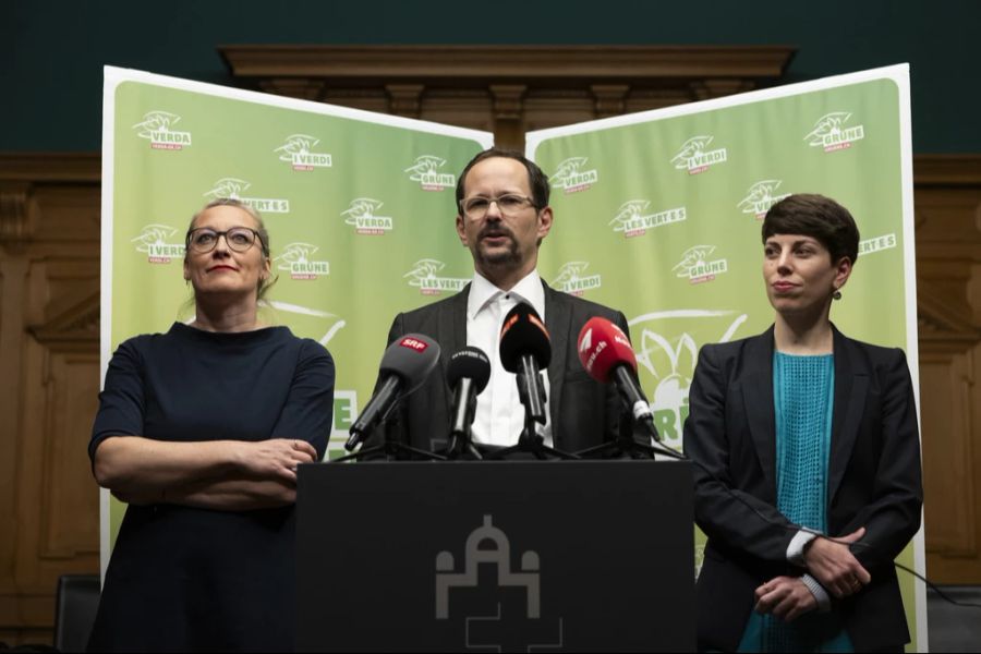 Balthasar Glättli, Parteipräsident Grüne, spricht während einer Medienkonferenz.