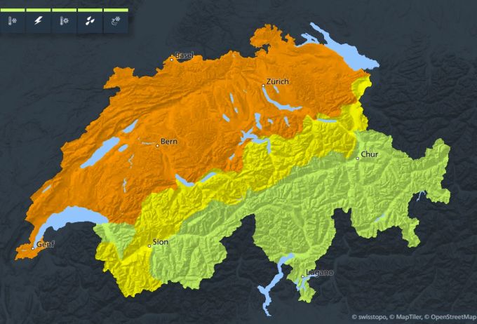 Auch am Sonntag gilt eine Unwetterwarnung. Wetter Schweiz