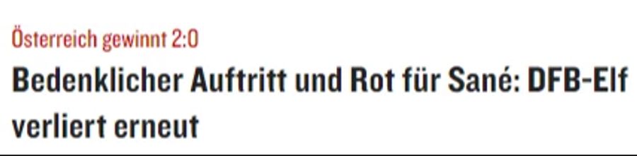 Das Fachmagazin «Kicker» beurteilt den Aufritt beim 0:2 gegen Österreich als «bedenklich».