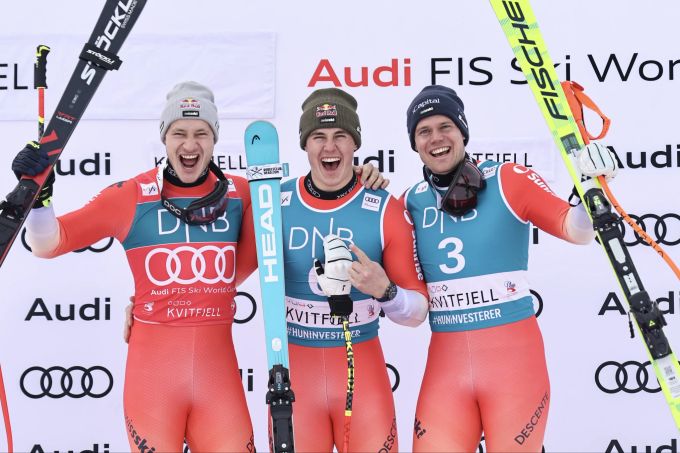 Am Samstag feierte die Schweiz einen Dreifachsieg in der Abfahrt. Swiss Ski