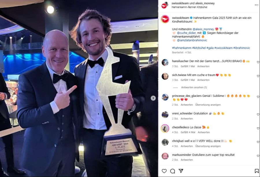 An der Gala posiert er noch mit vollem Haar – und Didier Cuche.