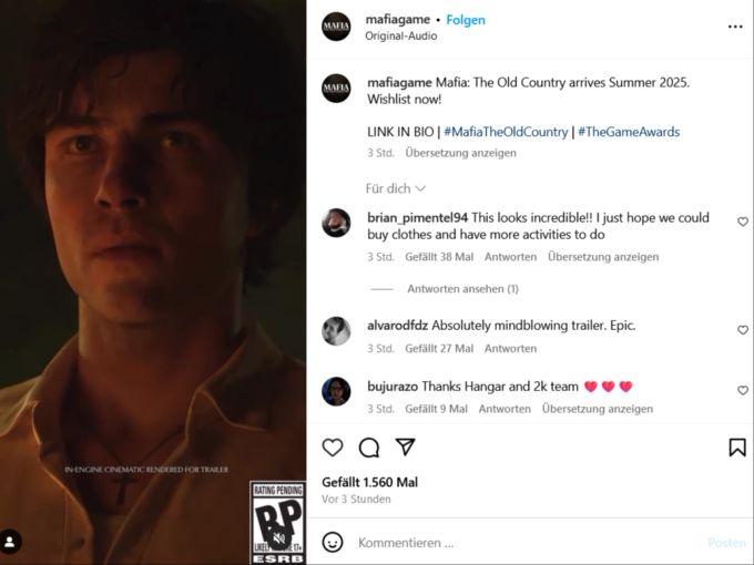 Laut einem neuen Leak müssen Fans noch ein paar Monate auf «Mafia: The Old Country» warten. mafia the old country leak