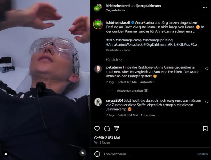 Die Ex-Frau von Stefan Mross bekam während einer Dschungelprüfung Panik. Mross Ex Anna Carina