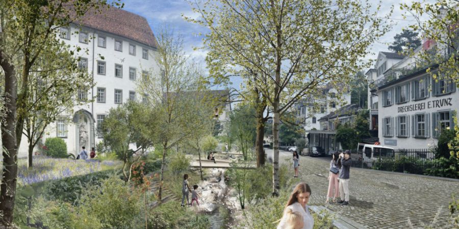 So könnte nach der Vorstellungen des Vereins Grünes Gallustal die streckenweise offengelegte Steinach aussehen.