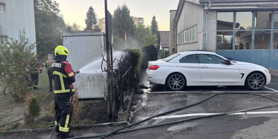 Die Hecke an der Oberen Farnbühlstrasse brannte am Sonntagabend lichterloh.