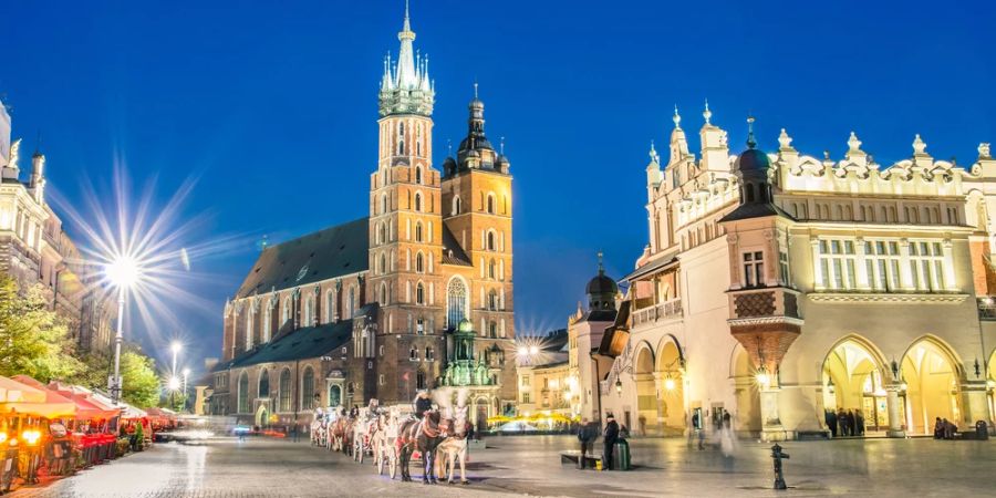 Krakau Innenstadt Beleuchtung Abendstimmung