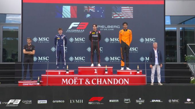 Das Sprint-Podest der Formel 3 in Spielberg. Formel 3