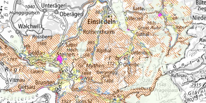 Naturgefahrenkarten geben Auskunft, mit welchen Naturgefahren in einem bestimmten Gebiet oder auf einer bestimmten Parzelle zu rechnen ist. Naturgefahrenkarten