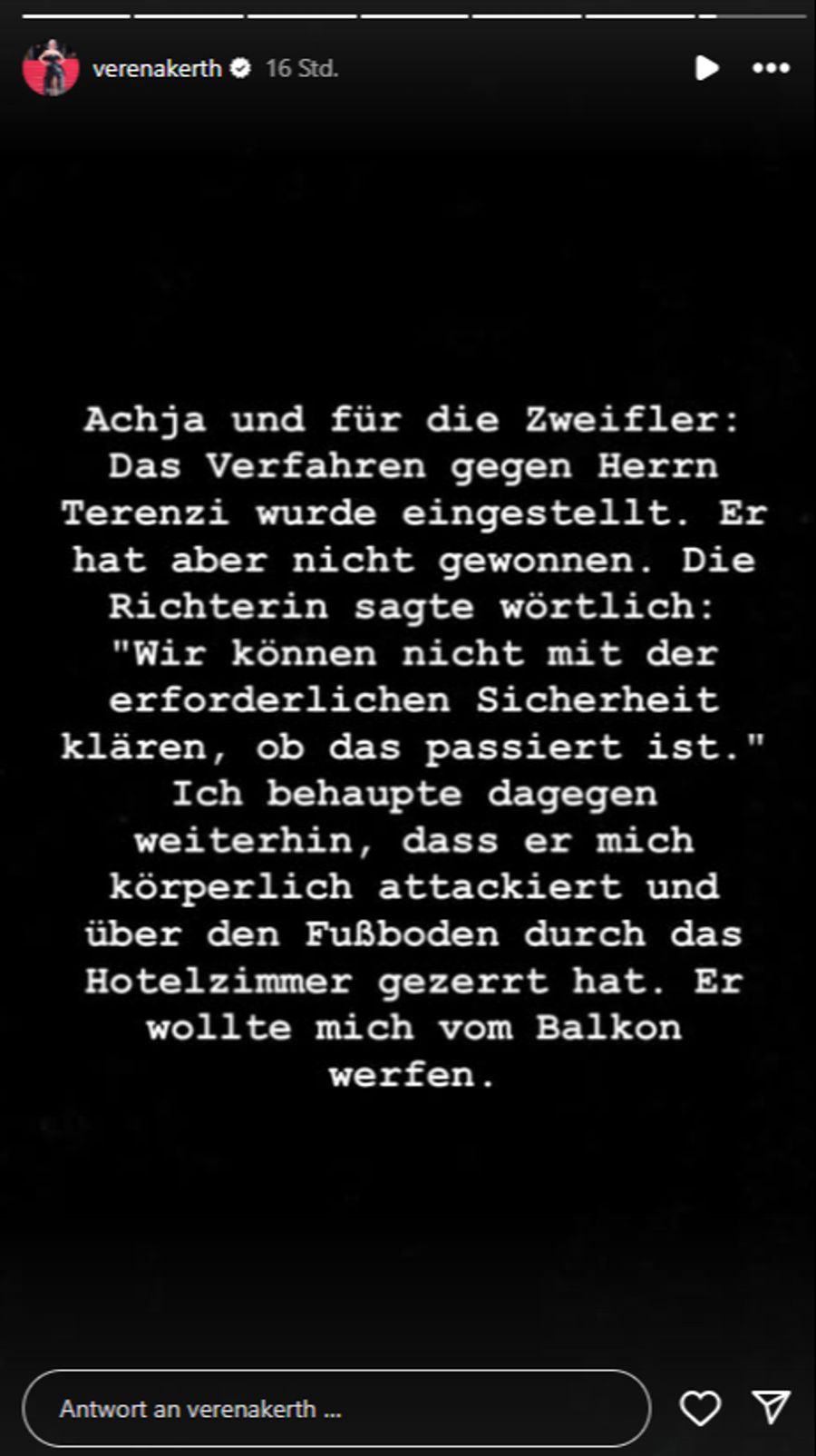 ... und schildert ihre Sicht der Dinge.