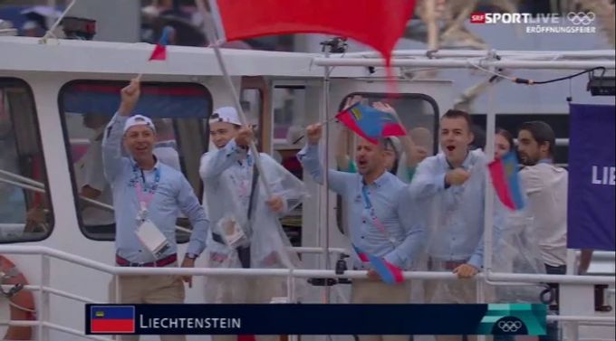 Romano Püntener und die Offiziellen der Liechtensteiner Delegation. Olympia 2024