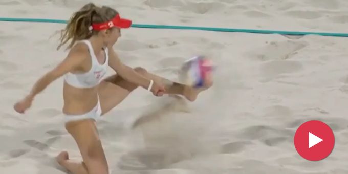 Olympia - Beachvolley-Ass Brunner rettet mit Fuss – SRF-Ruefer schreit!