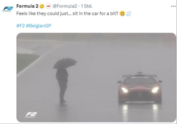 In Belgien regnet es stark. Formel 2