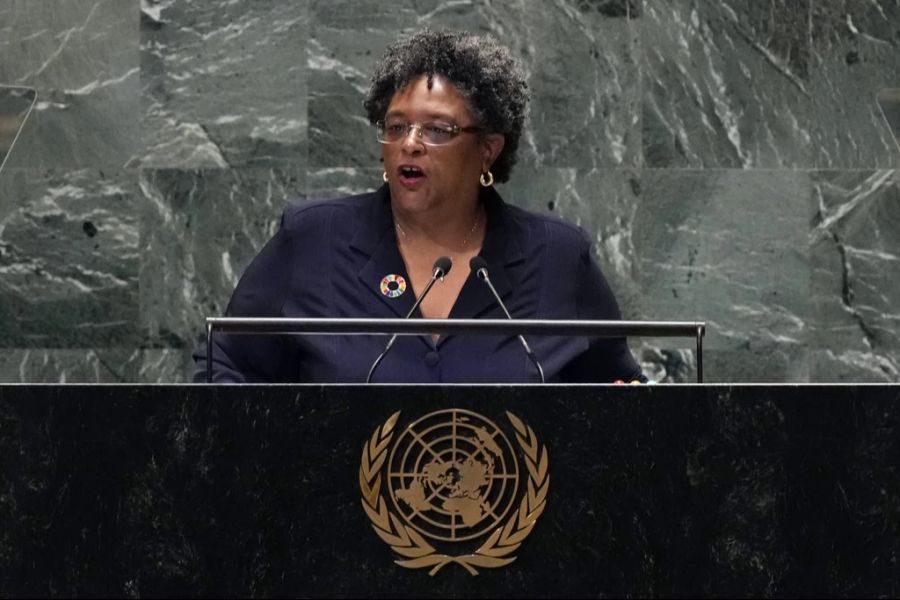 In Barbados sind zurzeit sowohl das Präsidentenamt als auch jenes des Premierministers an eine Frau vergeben. Hier spricht Mia Mottley, Premierministerin, vor den UN. (Archivbild)