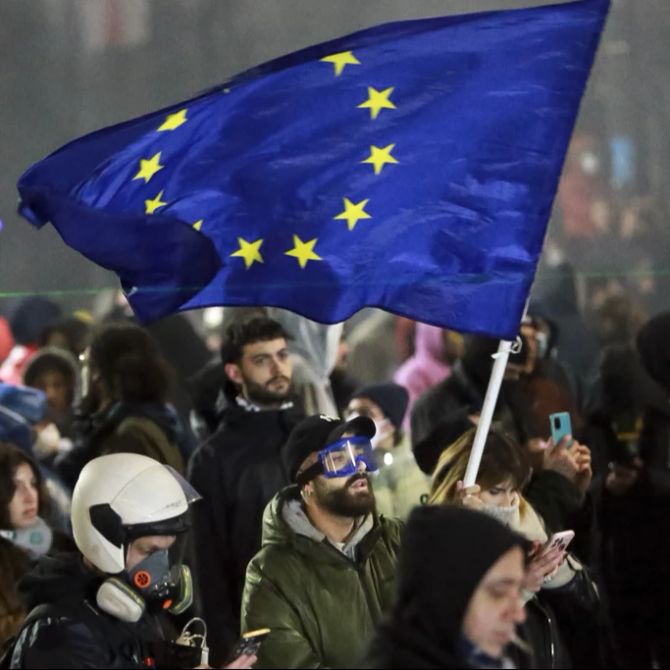 Georgien EU Flagge Demo