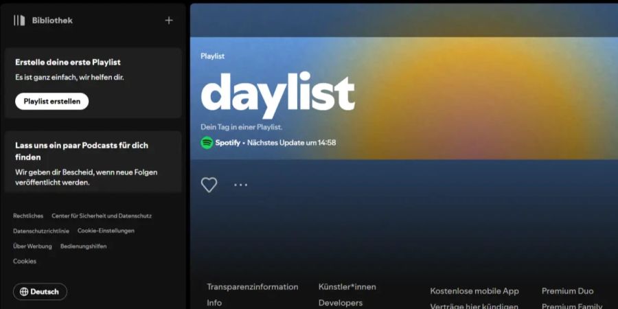 Spotify Daylist Übersicht