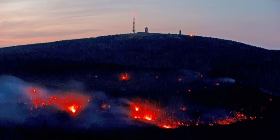 Das Bild zeigt die Glutnester vom Waldbrand im Harz.