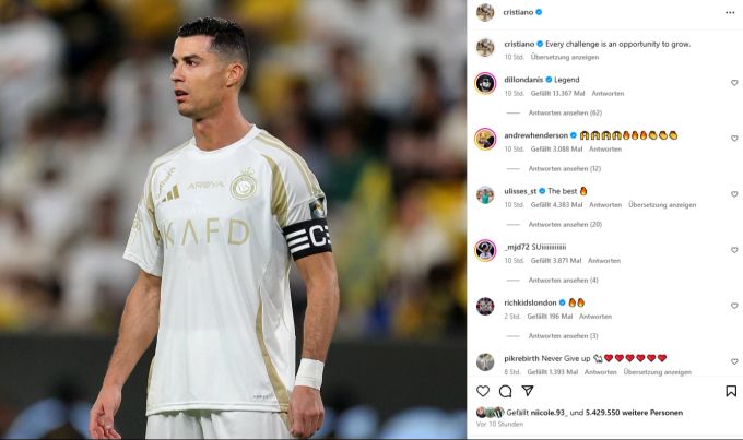 Cristiano Ronaldo richtet sich nach dem Cup-Out an die Fans. ronaldo
