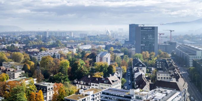Geplant sind zwei weitere Hochhäuser neben dem Lonza-Hochhaus. Lonza-Hochhaus