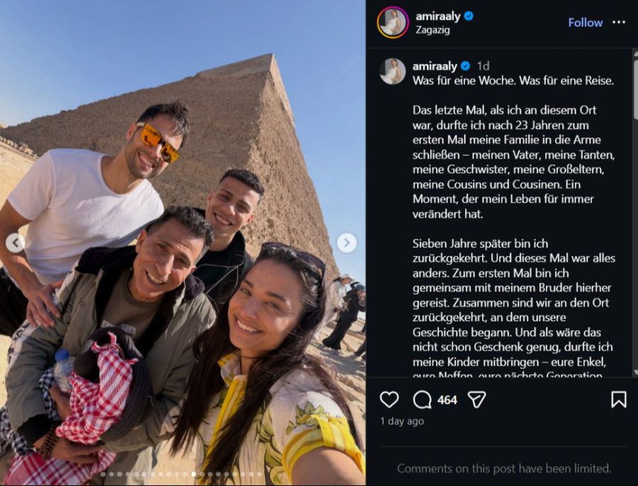 Amira erwähnt ausserdem, dass es für sie besonders bewegend sei, dass nun auch ihre Kinder das Land kennenlernen konnten.