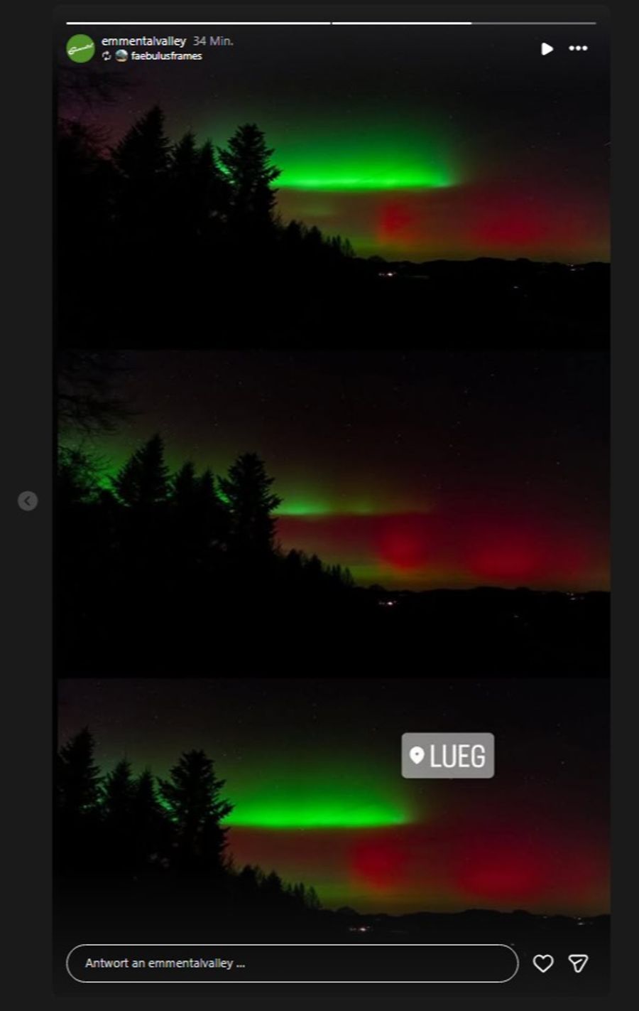 Die Polarlichter im Emmental.