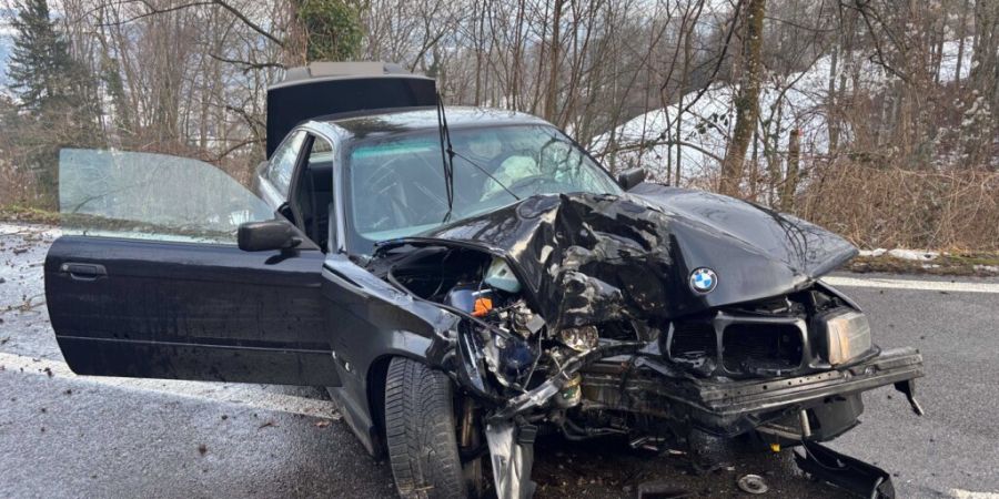 Dieses Auto prallte in Leutwil AG gegen einen Baum.