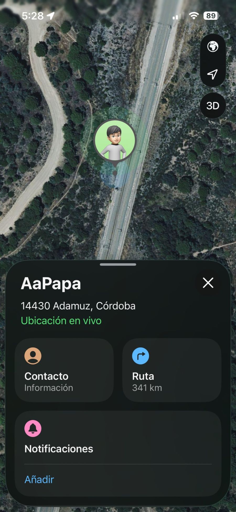 Der Standort seines Vaters habe sich seit dem Unfall nicht von der Stelle bewegt.