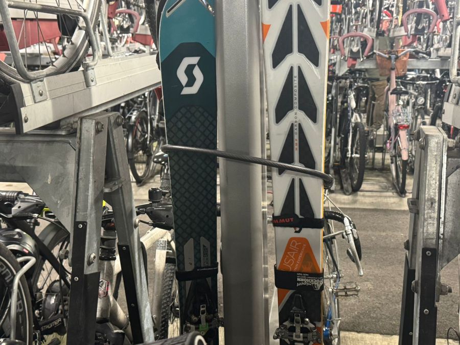 Mit zwei Zahlenschlössern sind diese gegen das Umfallen und den Diebstahl gesichert.