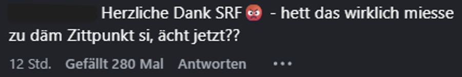 Den Ärger kriegt bei einem Post auf dem eigenen Kanal auch das SRF ab.