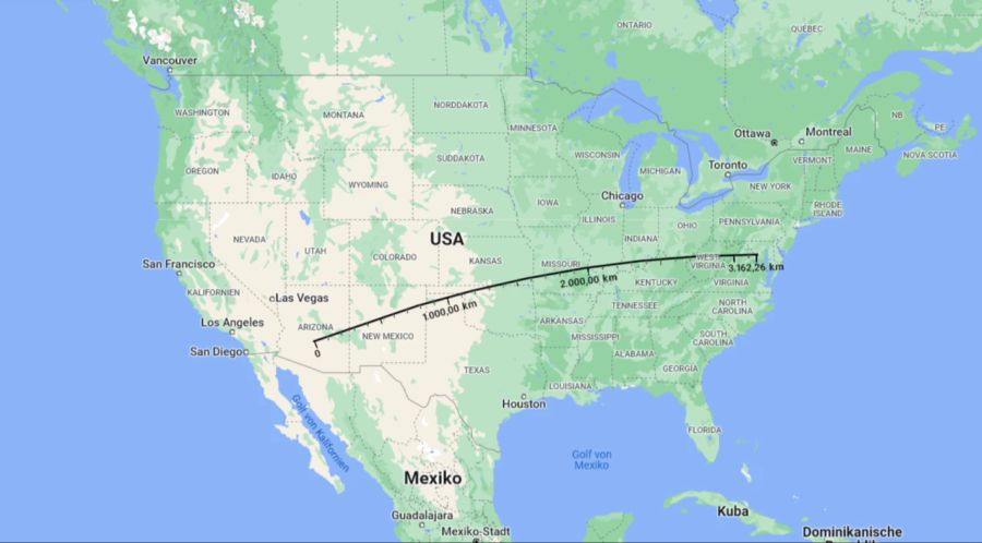 Mesa (links) ist rund 3150 Kilometer von Washington D.C. (rechts) entfernt.