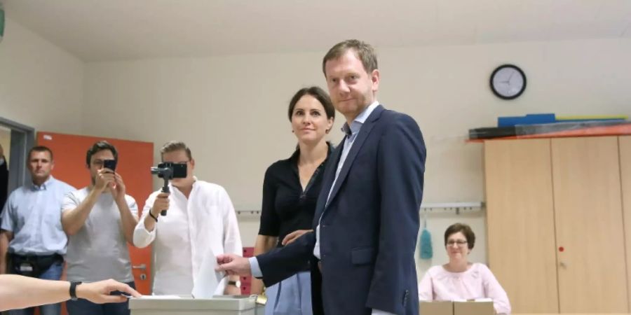 Sachsens Ministerpräsident Kretschmer bei der Stimmabgabe