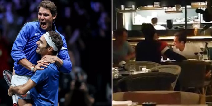 In Wimbledon - Federer und Nadal amüsieren sich bei Rotwein-Party
