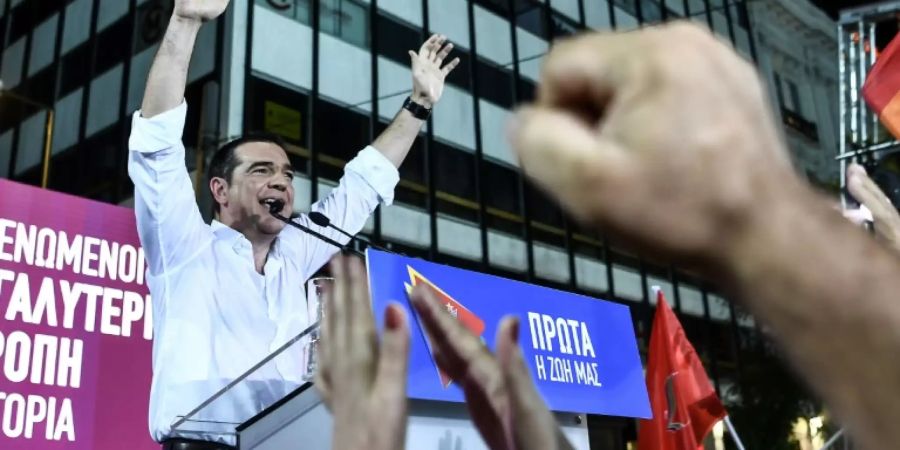 Ministerpräsident Tsipras bei einer Wahlkampfveranstaltung in Athen