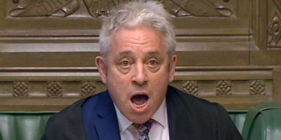 Dieses vom House of Commons zur Verfügung gestellte Foto zeigt John Bercow, Parlamentspräsident von Grossbritannien, bei der Verkündung der Alternativen zum Brexit-Abkommen, die am Mittwochabend im britischen Parlament zur Abstimmung stehen. Foto: House Of Commons/PA Wire