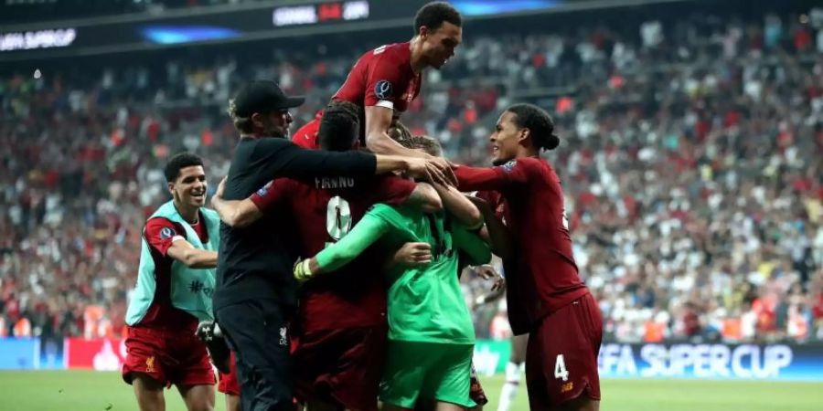 Die Liverpool-Spieler feiern den Supercup-Sieg gegen Chelsea. Foto: Nick Potts/PA Wire
