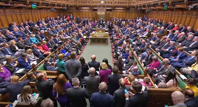 Blick auf das britische Parlament während der Fragestunde «Questions to the Prime Minister» im Unterhaus. Britisches Parlament Boris Johnson