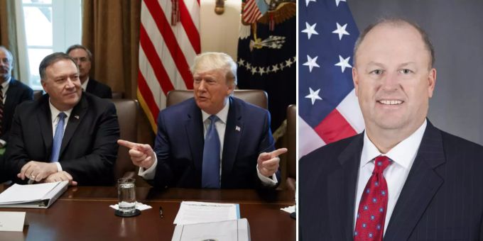 Ulrich Brechbühl (rechts) ist Berater von US-Aussenminister Mike Pompeo (links), einem der mächtigsten Männer der Trump-Regierung. Donald Trump