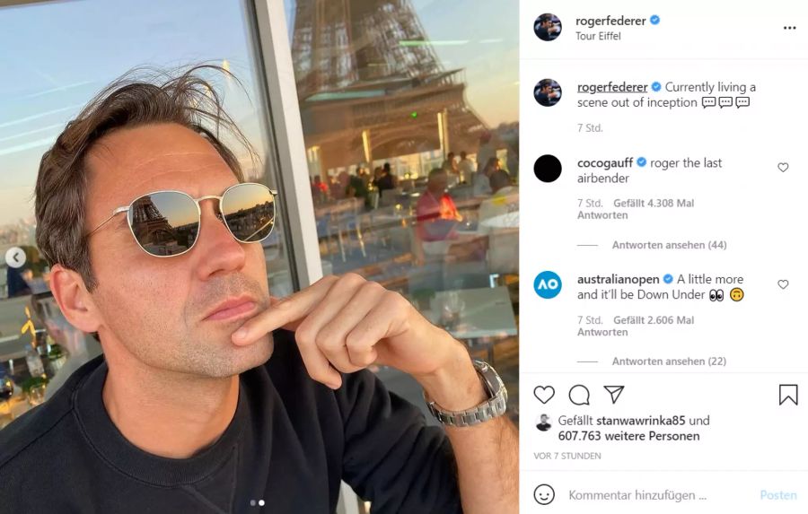 Roger Federer erlebt in Paris die bekannte «Inception»-Szene nach.