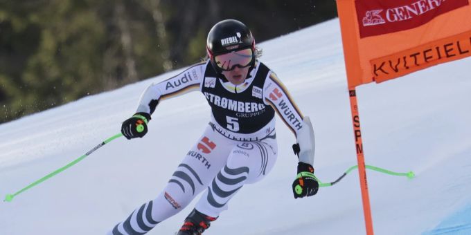 Kira Weidle beim Super-G im norwegischen Kvitfjell am 3. März 2023. Kira Weidle