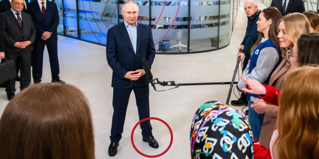 A picture of Vladimir Putin wearing high heels makes people laugh