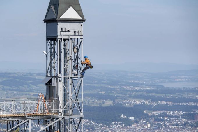 Sanierungsarbeiten des Hammetschwand-Lifts am 3. Juni 2020. Hammetschwand-Lift