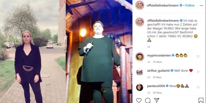 Bei ihrer Teilnahme bei «DSDS» wog Aline Bachmann noch 200 Kilo. Nun bringt sie 100 Kilos weniger auf die Waage. deutschland superstar dsds