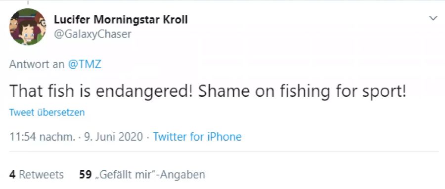 «Dieser Fisch ist gefährdet! Schande über Fischfang als Sport», schreibt ein Nutzer. (Anmerkung: Der Blaue Marlin ist, im Gegensatz zu seinem Verwandten, dem Weissen Marlin, nicht gefährdet.)