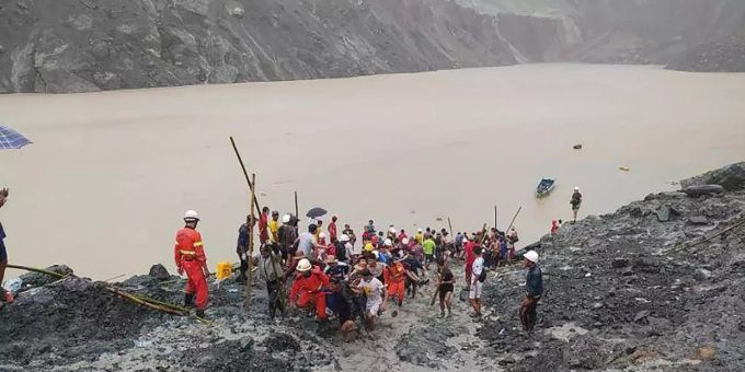 Wegen Erdrutsch - Minen-Unglück in Myanmar fordert 166 Tote