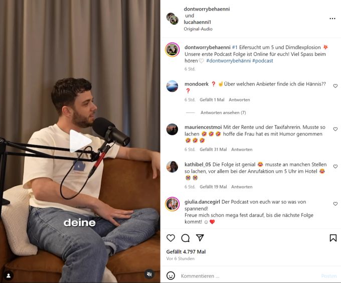 Luca Hänni plaudert im Podcast über seine Eifersucht. Luca Hänni