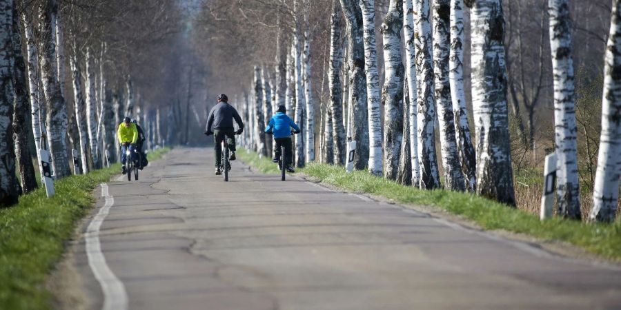 Radfahrer sind im baden-württembergischen Pfrungen unterwegs.