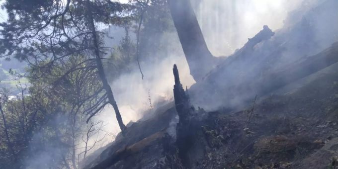 Der Brand konnte im Bereich eines Hochspannungsmastes lokalisiert werden. Kantonspolizei Graubünden