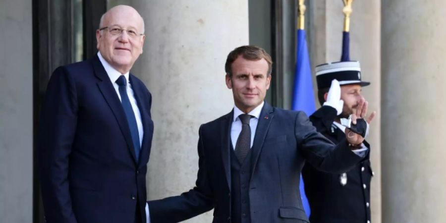 Präsident Macron und der libansische Premierminister Mikati.