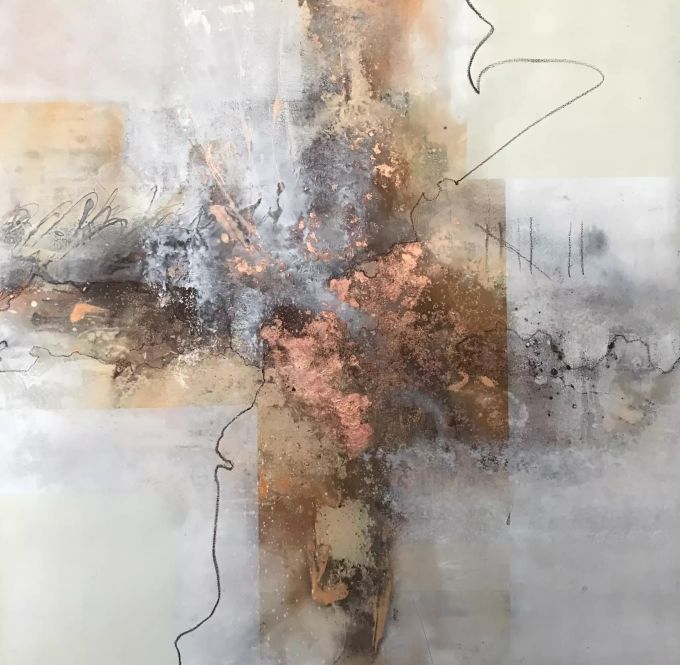 „Zeitlos“ 100x100 Leinwand, Mixed- Media 2020 art
